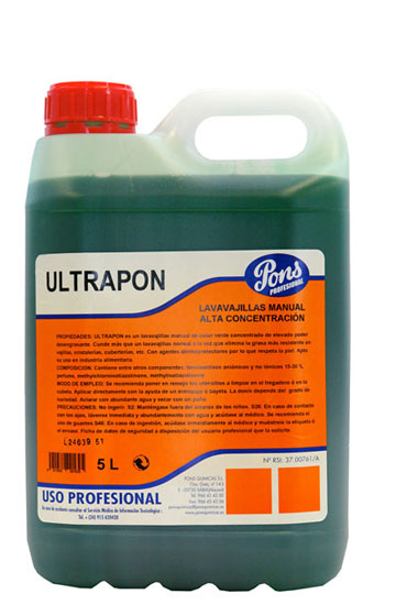 Poza ULTRAPON-Detergent concentrat si puternic degresant pentru spalarea manuala a vaselor 5L Asevi